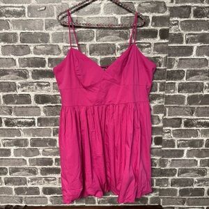 NWT Express bubble hem mini dress pink pockets smocked back